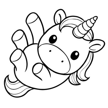 Coloriage licorne qui tombe