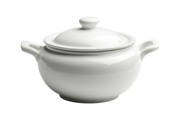 A white ceramic soup tureen
