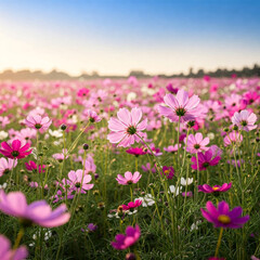 field of pink flowers