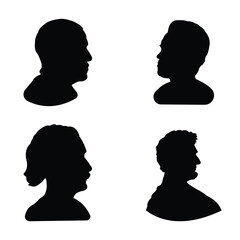 Men and Women in Black Vector Illustration Style