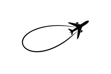 Minimal Vector Flight Route Logo with Curved Airplane Path
