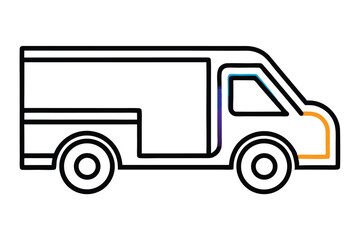 Vibrant Neon Truck Logo with Gradient Outline in Vector Style
