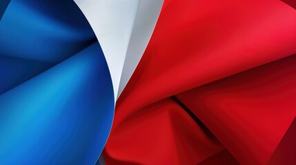 Flag Day Folded Background: Red Flags in Multifold Layers, Unfolding a Three - Dimensional Ode of the Interweaving of Creased Lights and Flag Elegance