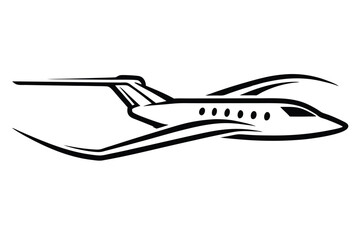Sleek Luxury Private Jet Logo with Clean Line Vector Art
