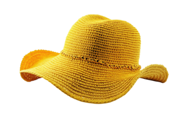 A yellow straw sun hat item