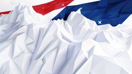 Flag Day Folded Background: Red Flags in Multifold Layers, Unfolding a Three - Dimensional Ode of the Interweaving of Creased Lights and Flag Elegance