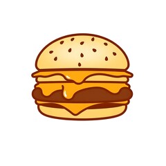 Minimalist Burger Logo with Cheese, Flat Design Style
