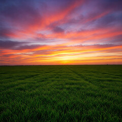 sunset over field
