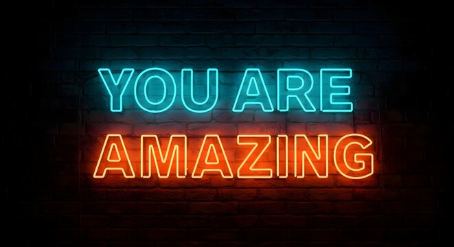 Amazing Neon Sign on Brick Wall