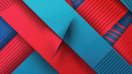 Flag Day Folded Background: Red Flags in Multifold Layers, Unfolding a Three - Dimensional Ode of the Interweaving of Creased Lights and Flag Elegance