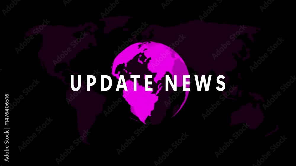 Poster animated world map intro for global news updates.global update news intro with animated world map an