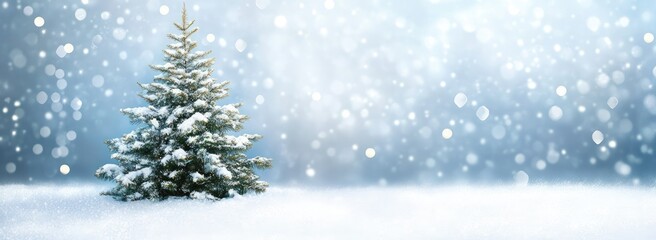 Snowy Christmas tree in a winter wonderland