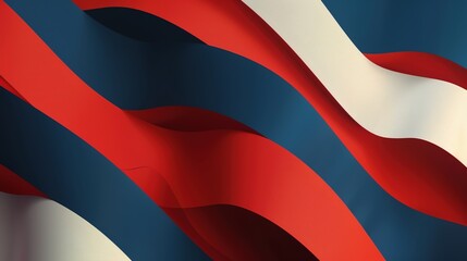 Flag Day Folded Background: Red Flags in Multifold Layers, Unfolding a Three - Dimensional Ode of the Interweaving of Creased Lights and Flag Elegance