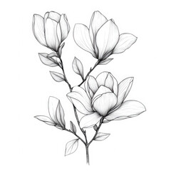 Obraz premium Magnolia flower sketch illustration on transparent background