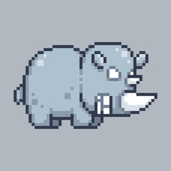 Fototapeta premium a Rhinoceros in pixel art style with isolated background