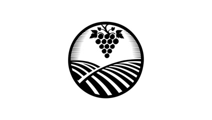 Vineyard logo icon vector with grapes icon sillhoute