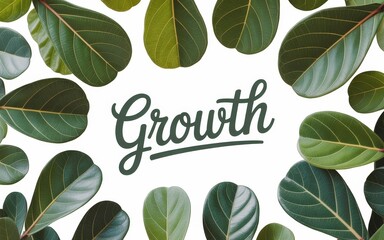 Lush green leaves frame the word 'Growth'.