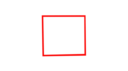 Red square made from paper cut into squares on a transparent background.