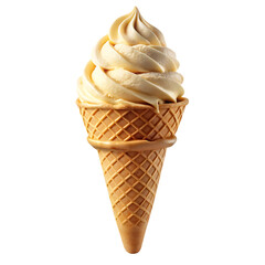 Scoop of vanilla ice cream in a cone. Graphic, vector, illustration, art, icon, design, clipart, cartoon, sketch, watercolor, mockup, abstract, digital, stock, images, AI