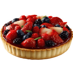 Delicious Berry Tart with Fresh Strawberries, Blueberries, and Raspberries