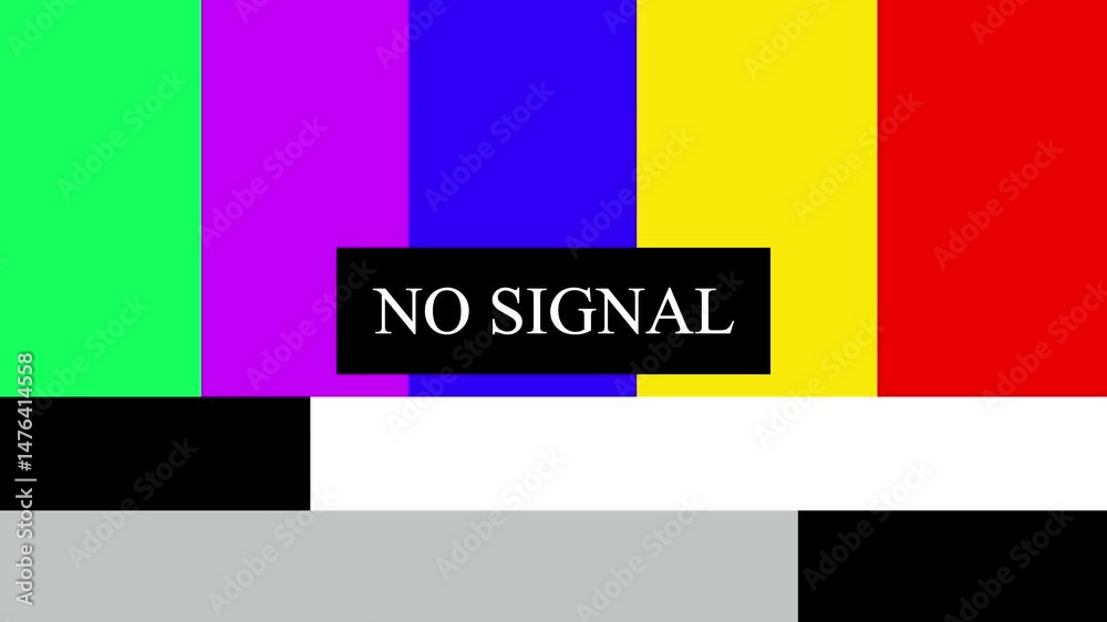 Poster television color bars with no signal text showing broadcast failure.classic television color bars wi