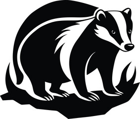 Striking Badger Silhouette Illustration