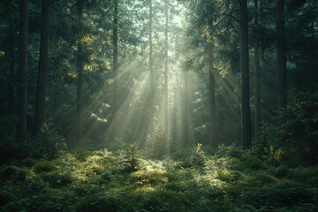 Fototapeta premium A Cinematic Outdoor Landscape Surrounded by Lush Greenery and Flowers