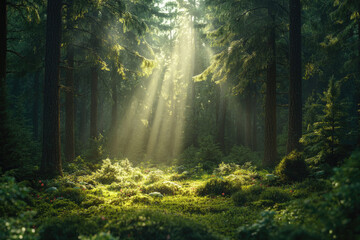 Obraz premium A Cinematic Outdoor Landscape Surrounded by Lush Greenery and Flowers