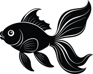 Flowing Goldfish Silhouette Design