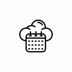 cloud calendar date icon sign vector