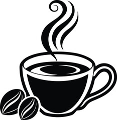 cup of coffee with beans