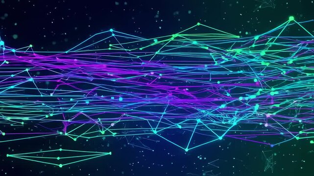 Immerse yourself in a captivating display of swirling neon lines that pulse and flow through the darkness.