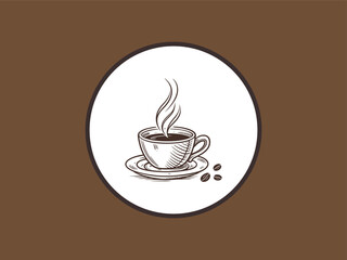 Minimalist Coffee Cup Line Art with Steam and Coffee Beans, Coffee Cup Line Art Logo, Minimal Coffee Cup Icon, Hot Coffee Mug Line Art, Cafe Logo Coffee Line Art, Coffee Mug with Beans Sketch, new  