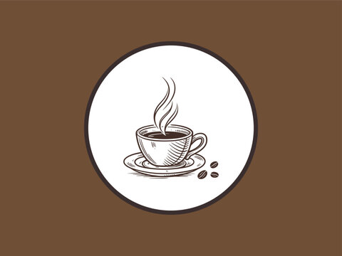Minimalist Coffee Cup Line Art with Steam and Coffee Beans, Coffee Cup Line Art Logo, Minimal Coffee Cup Icon, Hot Coffee Mug Line Art, Cafe Logo Coffee Line Art, Coffee Mug with Beans Sketch, new  