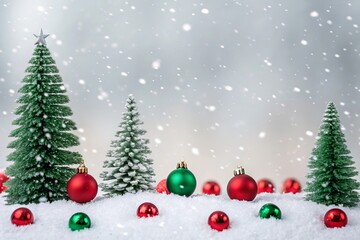 Festive Christmas Scene with Snow and Lights