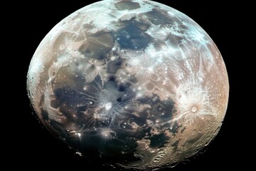 Fototapeta premium Detailed moon surface close up shot showing craters and lunar landscape in space exploration concept