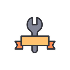 Obraz premium Mechanic Wrench With Blank Ribbon For Promotion And Advertisement