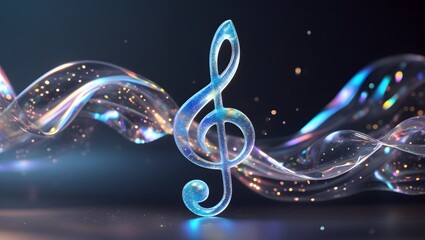 Holographic Treble Clef with Celestial Glow