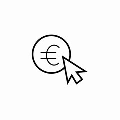 euro cursor click icon sign vector
