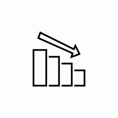 euro decreasing bars icon sign vector