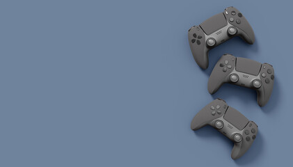 Realistic black video game joysticks or gamepads on black background © Vasyl Onyskiv