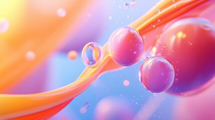 Vibrant Bubbles Floating in a Dreamy Color Swirl