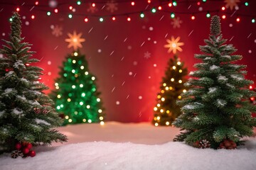 Festive Christmas Scene with Snow and Lights