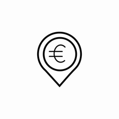euro location pin icon sign vector