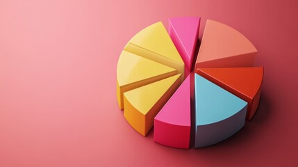 Obraz premium Colorful D pie chart with parts, each floating slightly apart