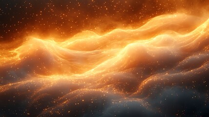 Obraz premium Golden swirling smoke trails above dark horizon high resolution photo