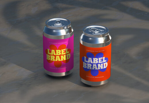 2 Cans Bottle Mockup