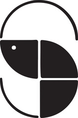 Abstract Fish and Circle Logo Design Print