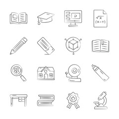 Download our premium collection of learning material hand drawn icons