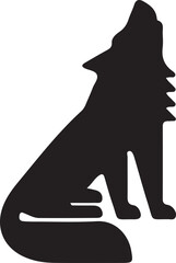 black silhouette of a howling wolf